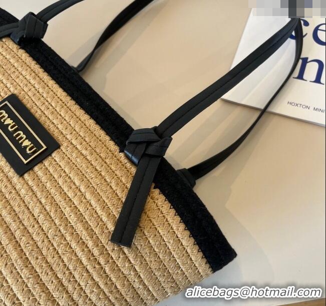 Buy Fashionable Miu Miu Straw Basket Bag 0513 Khaki/Black 2025