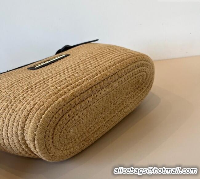 Buy Fashionable Miu Miu Straw Basket Bag 0513 Khaki/Black 2025