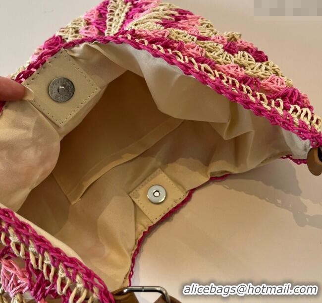 Top Grade Miu Miu Straw Hobo Bag 0513 Pink/Beige 2025