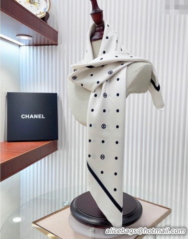 Hot Style Chanel Circle CC Silk Square Scarf 90x90cm CH051306 White 2025