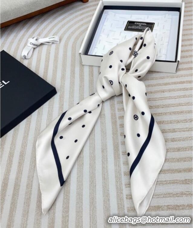Hot Style Chanel Circle CC Silk Square Scarf 90x90cm CH051306 White 2025