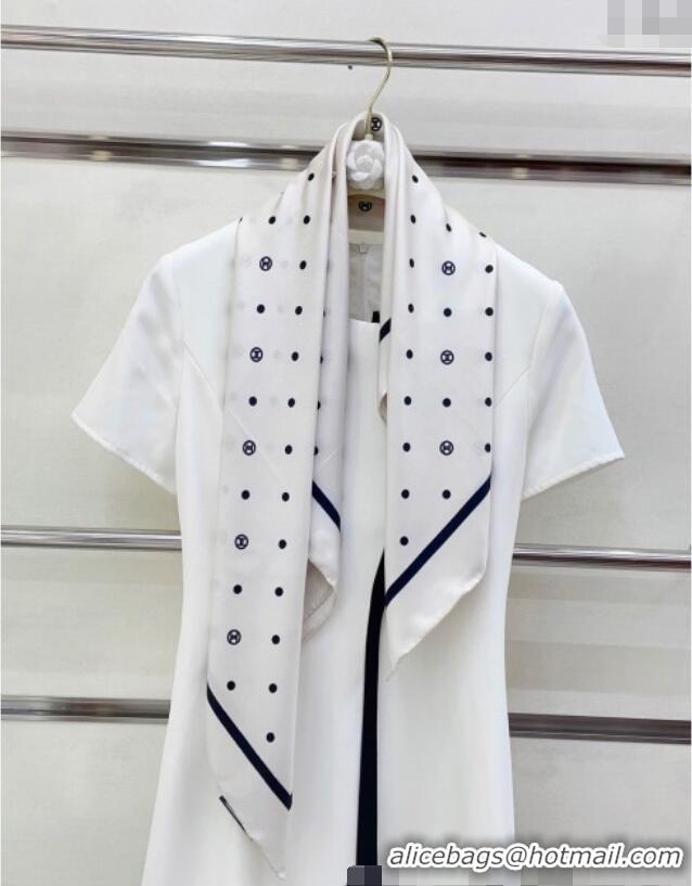 Hot Style Chanel Circle CC Silk Square Scarf 90x90cm CH051306 White 2025
