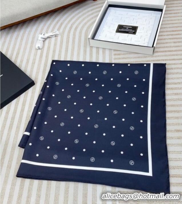 Discount Chanel Circle CC Silk Square Scarf 90x90cm CH051306 Navy Blue 2025