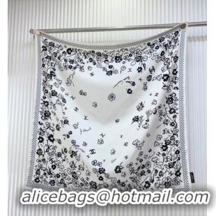 Best Product Chanel Flower Silk Square Scarf 90x90cm CH051307 White 2025