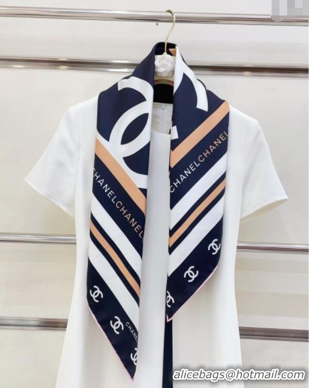 Promotional Chanel CC Silk Square Scarf 90x90cm CH051310 Navy Blue 2025