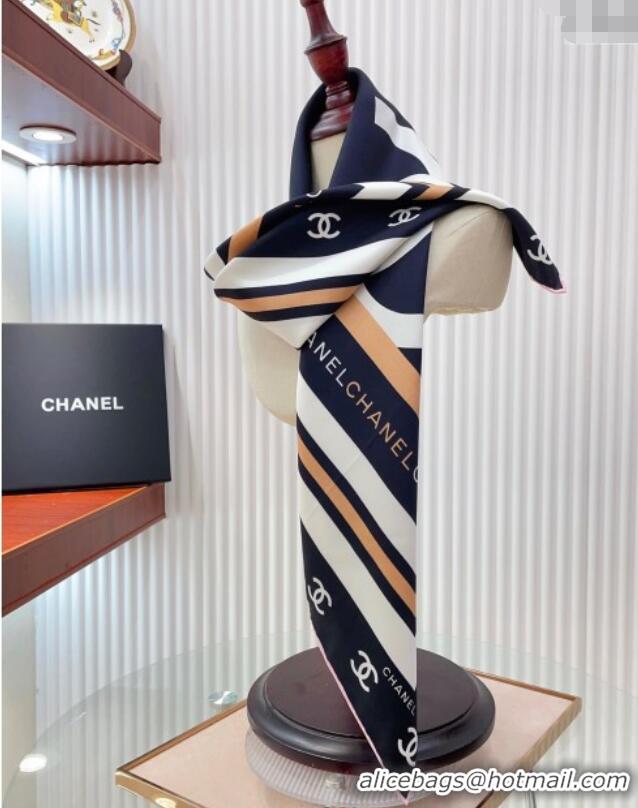 Promotional Chanel CC Silk Square Scarf 90x90cm CH051310 Navy Blue 2025