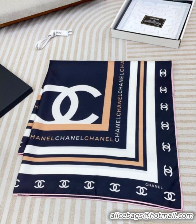 Promotional Chanel CC Silk Square Scarf 90x90cm CH051310 Navy Blue 2025