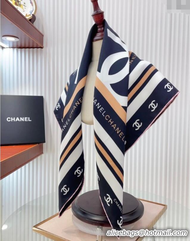 Promotional Chanel CC Silk Square Scarf 90x90cm CH051310 Navy Blue 2025