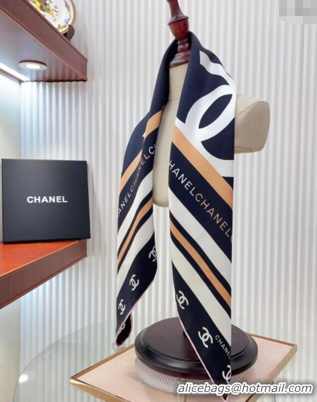 Promotional Chanel CC Silk Square Scarf 90x90cm CH051310 Navy Blue 2025
