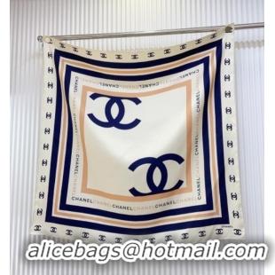 Well Crafted Chanel CC Silk Square Scarf 90x90cm CH051310 White 2025