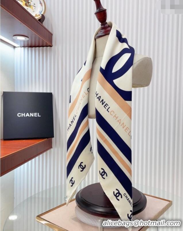 Well Crafted Chanel CC Silk Square Scarf 90x90cm CH051310 White 2025