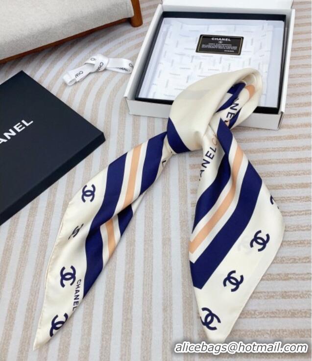 Well Crafted Chanel CC Silk Square Scarf 90x90cm CH051310 White 2025