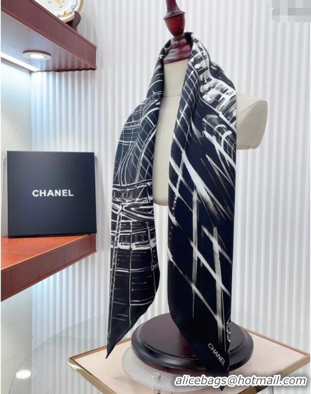 Best Price Chanel Palace Hall Silk Square Scarf 90x90cm CH051311 Navy Blue 2025