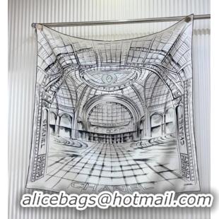 Most Popular Chanel Palace Hall Silk Square Scarf 90x90cm CH051311 White 2025