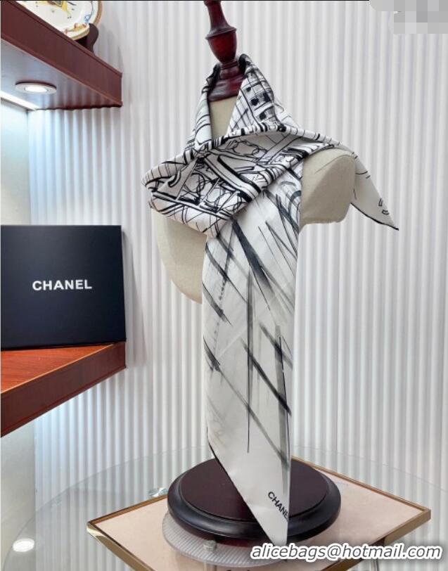 Most Popular Chanel Palace Hall Silk Square Scarf 90x90cm CH051311 White 2025