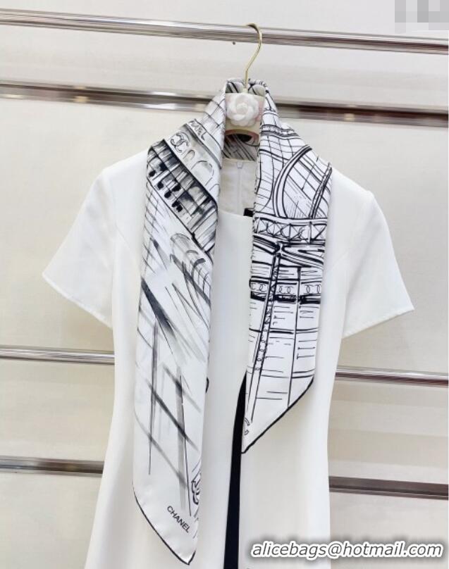 Most Popular Chanel Palace Hall Silk Square Scarf 90x90cm CH051311 White 2025
