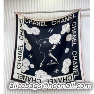 Famous Brand Chanel Coco Silk Square Scarf 90x90cm CH051312 Black 2025
