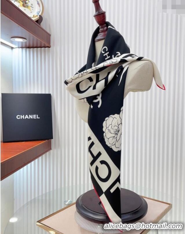 Famous Brand Chanel Coco Silk Square Scarf 90x90cm CH051312 Black 2025