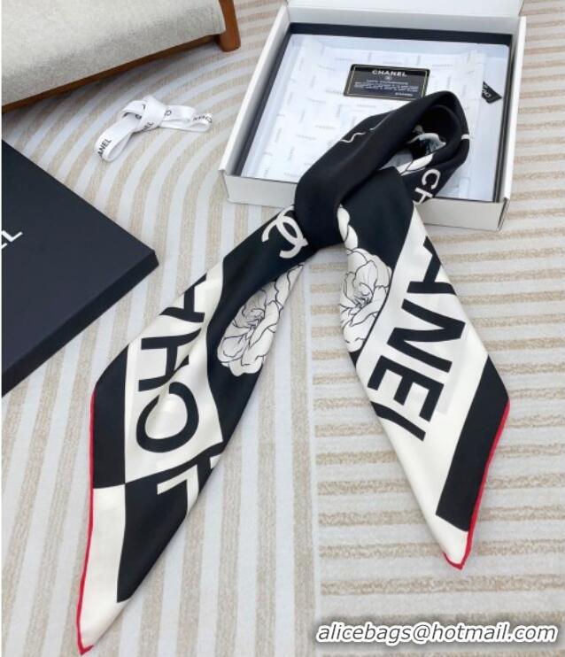 Famous Brand Chanel Coco Silk Square Scarf 90x90cm CH051312 Black 2025