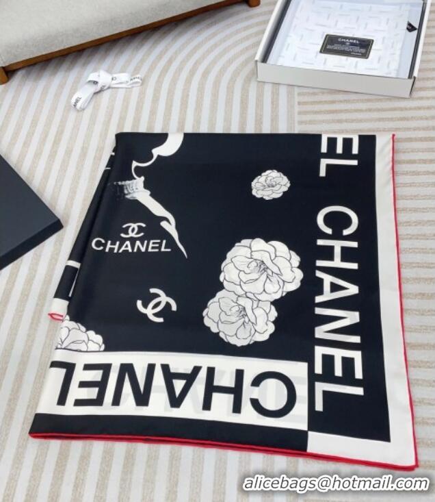 Famous Brand Chanel Coco Silk Square Scarf 90x90cm CH051312 Black 2025