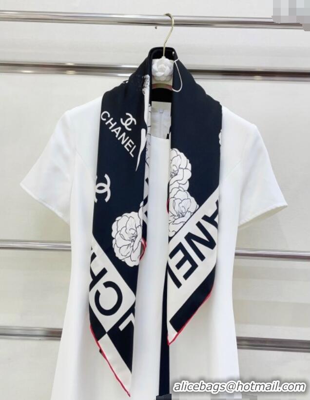 Famous Brand Chanel Coco Silk Square Scarf 90x90cm CH051312 Black 2025