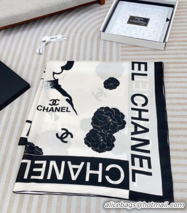 Top Quality Chanel Coco Silk Square Scarf 90x90cm CH051312 White 2025