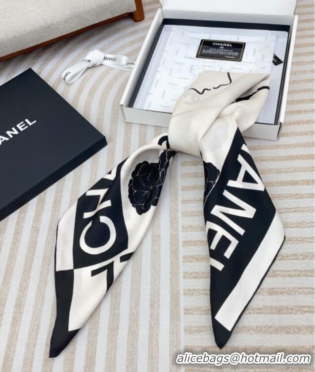 Top Quality Chanel Coco Silk Square Scarf 90x90cm CH051312 White 2025