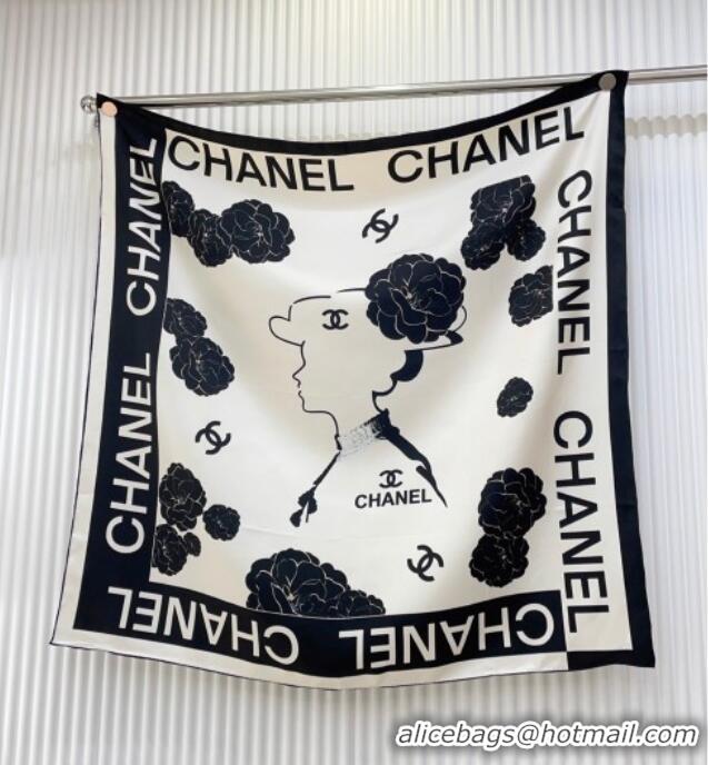 Top Quality Chanel Coco Silk Square Scarf 90x90cm CH051312 White 2025