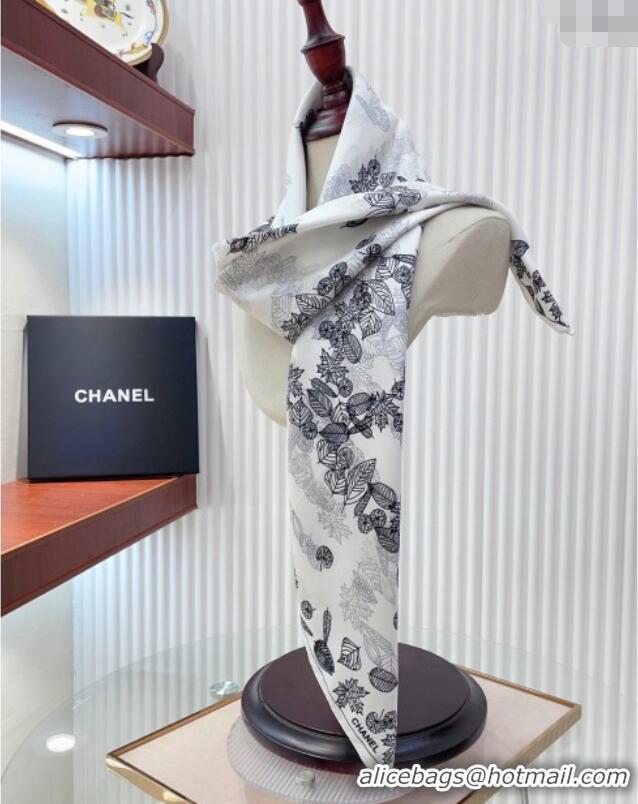 Market Sells Chanel CC Silk Square Scarf 90x90cm CH051313 White 2025