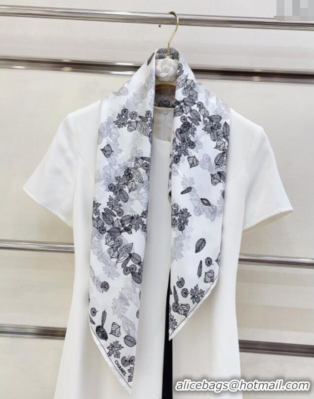 Market Sells Chanel CC Silk Square Scarf 90x90cm CH051313 White 2025