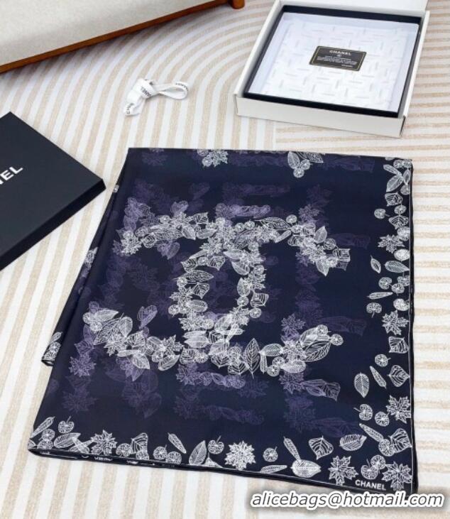 Best Quality Chanel CC Silk Square Scarf 90x90cm CH051313 Purple 2025