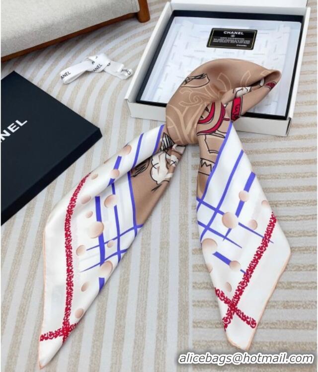 Top Grade Chanel Camellia Silk Square Scarf 90x90cm CH051314 Beige 2025