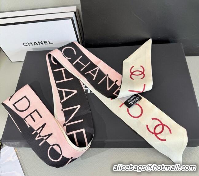 Well Crafted Chanel Silk Bandeau Scarf 6x160cm AAA483 Pink 2025