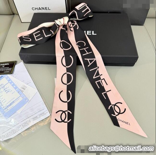 Well Crafted Chanel Silk Bandeau Scarf 6x160cm AAA483 Pink 2025