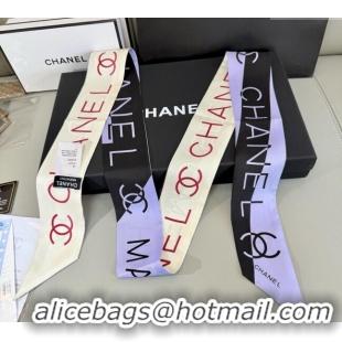 Spot Bulk Chanel Silk Bandeau Scarf 6x160cm AAA483 Purple 2025