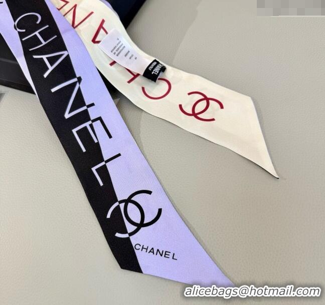 Spot Bulk Chanel Silk Bandeau Scarf 6x160cm AAA483 Purple 2025