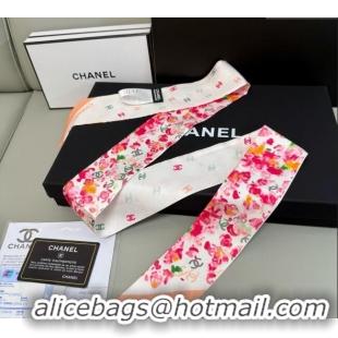 Top Design Chanel Flower Silk Slim Bandeau Scarf 6x120cm AAA827 Red 2025