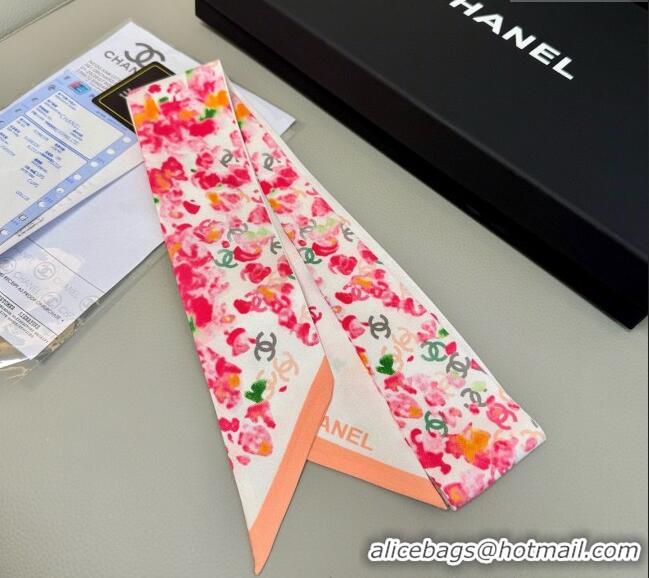 Top Design Chanel Flower Silk Slim Bandeau Scarf 6x120cm AAA827 Red 2025