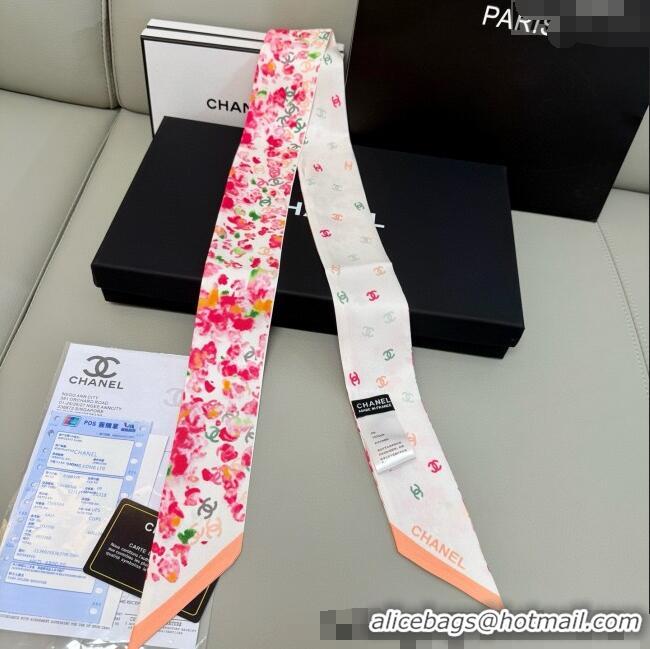 Top Design Chanel Flower Silk Slim Bandeau Scarf 6x120cm AAA827 Red 2025