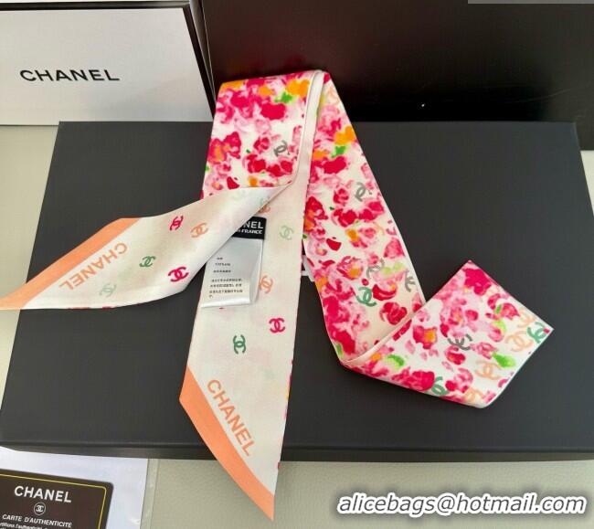 Top Design Chanel Flower Silk Slim Bandeau Scarf 6x120cm AAA827 Red 2025