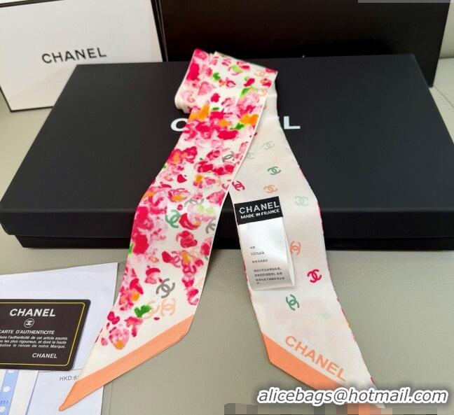 Top Design Chanel Flower Silk Slim Bandeau Scarf 6x120cm AAA827 Red 2025