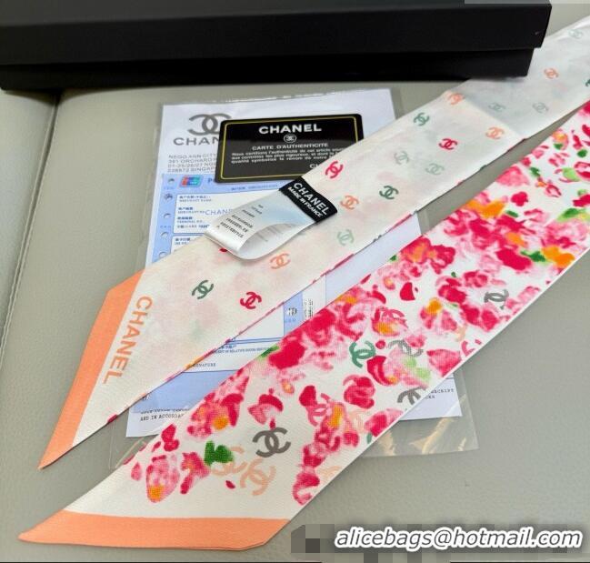 Top Design Chanel Flower Silk Slim Bandeau Scarf 6x120cm AAA827 Red 2025