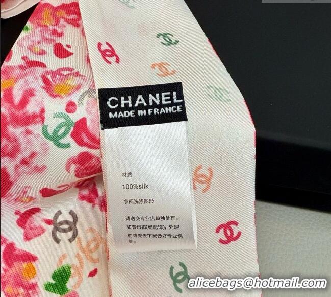 Top Design Chanel Flower Silk Slim Bandeau Scarf 6x120cm AAA827 Red 2025