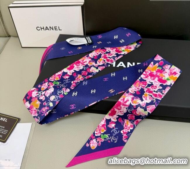 Buy Wholesale Chanel Flower Silk Slim Bandeau Scarf 6x120cm AAA827 Blue 2025