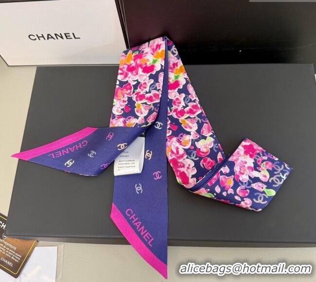 Buy Wholesale Chanel Flower Silk Slim Bandeau Scarf 6x120cm AAA827 Blue 2025