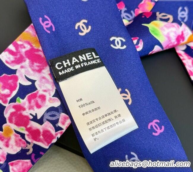 Buy Wholesale Chanel Flower Silk Slim Bandeau Scarf 6x120cm AAA827 Blue 2025