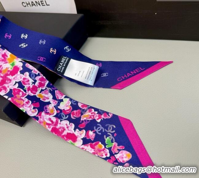 Buy Wholesale Chanel Flower Silk Slim Bandeau Scarf 6x120cm AAA827 Blue 2025