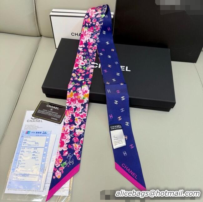 Buy Wholesale Chanel Flower Silk Slim Bandeau Scarf 6x120cm AAA827 Blue 2025