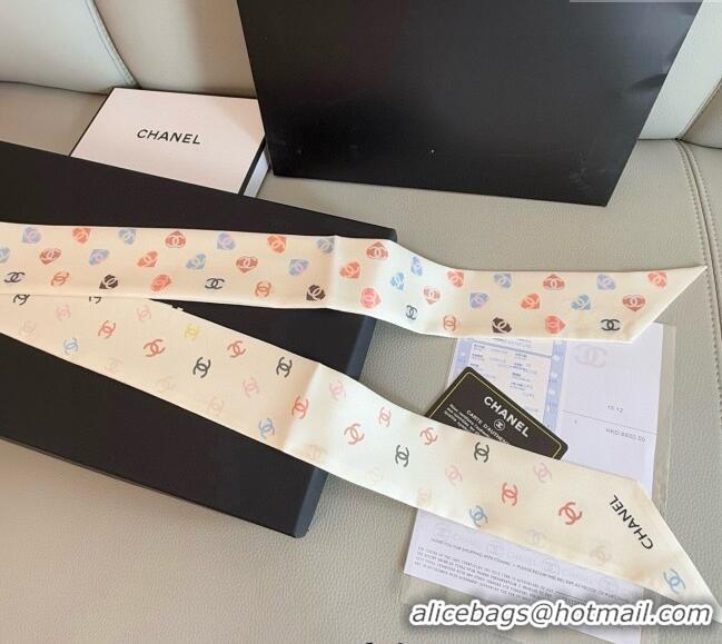 Market Sells Chanel CC Heart Silk Slim Bandeau Scarf 6x120cm 0513 Ivory White 2025
