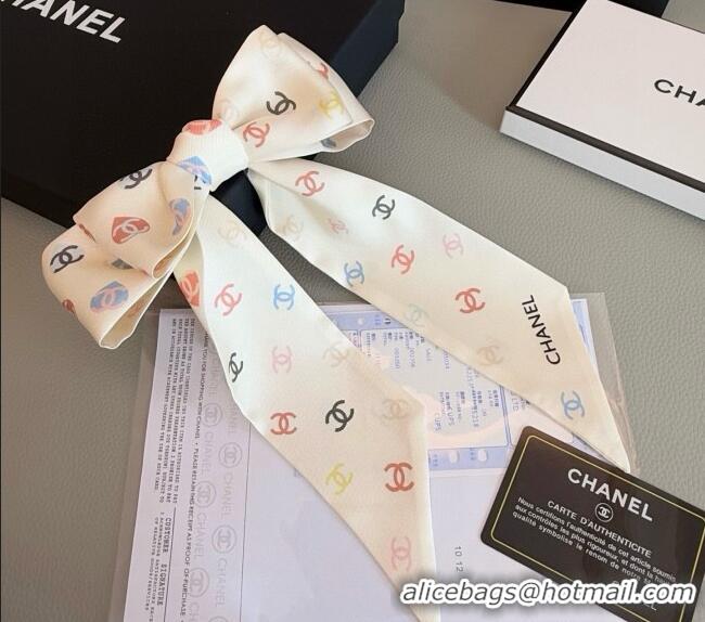 Market Sells Chanel CC Heart Silk Slim Bandeau Scarf 6x120cm 0513 Ivory White 2025
